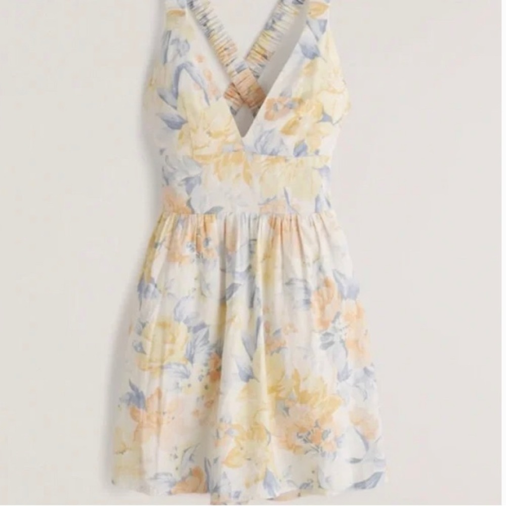 NWOT | A&F Floral Linen Scrunch Romper Dress | MT